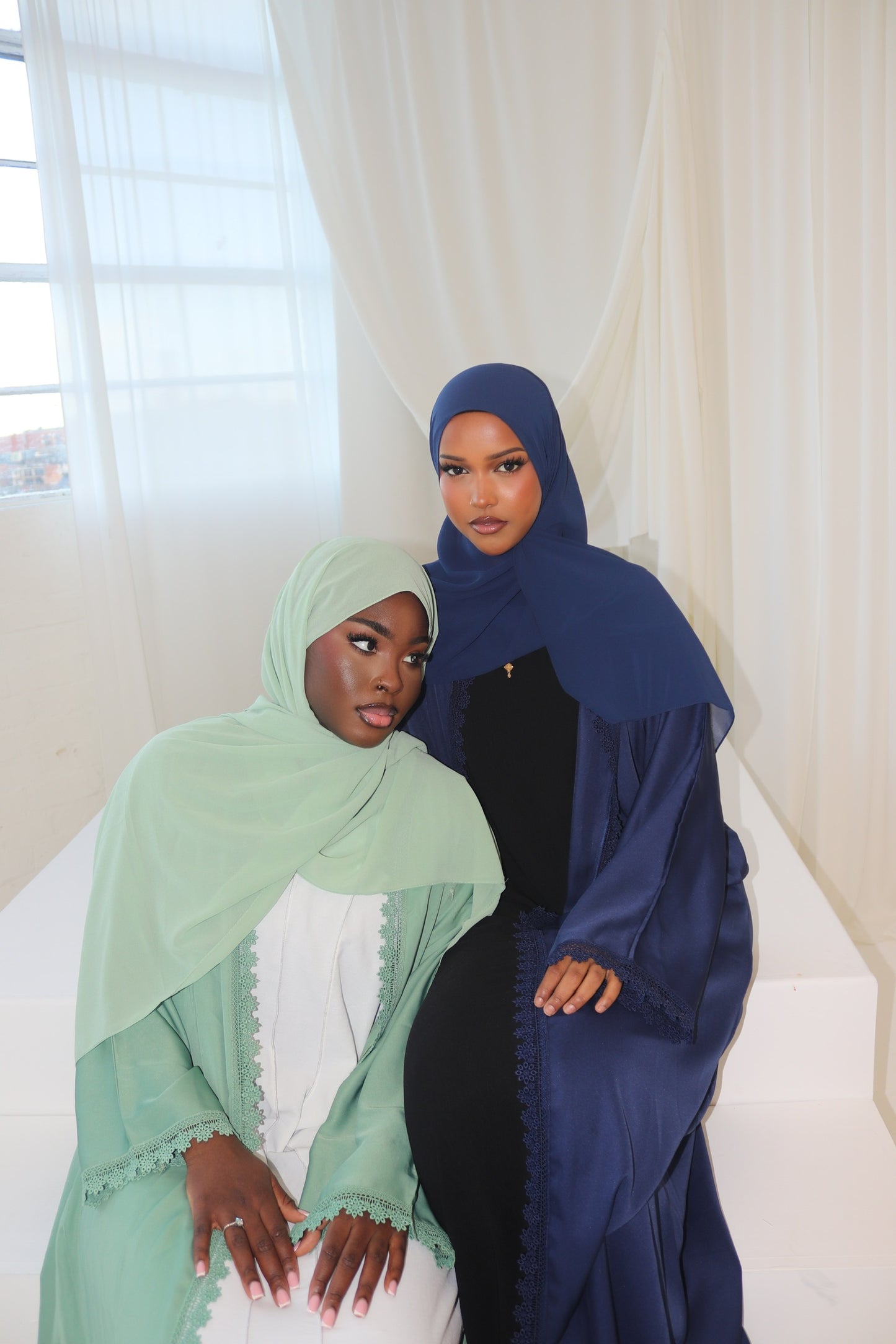 Navy - Lace Abaya Set Collection