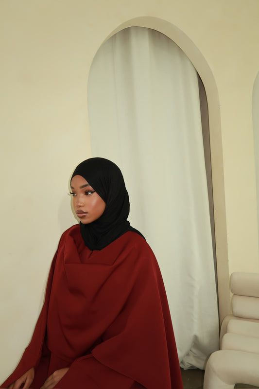 BURGUNDY SCARF ABAYA
