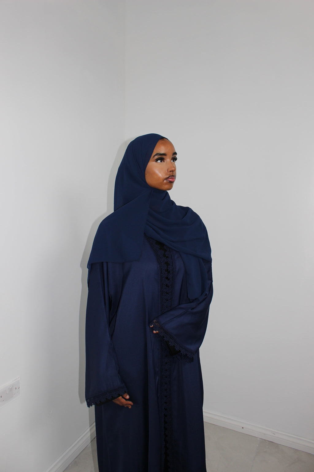 Navy - Lace Abaya Set