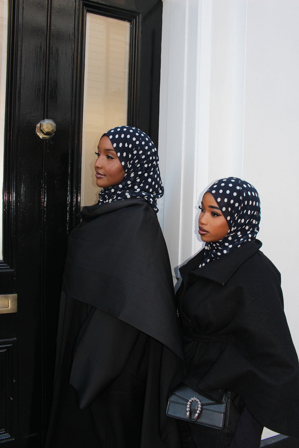 Navy Polka Dot Hijab