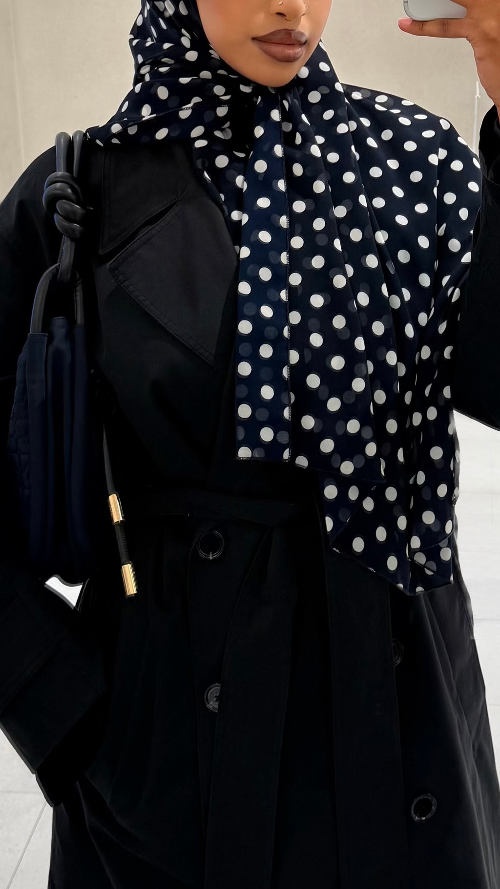 Navy Polka Dot Hijab
